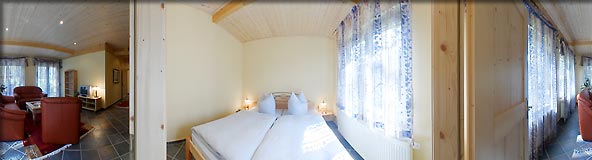 360-Grad-Panorama - Erstes Schlafzimmer des Seeappartement 2 · Ferienpark am Ellbogensee