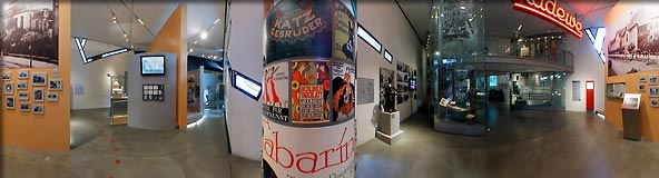 360-Grad Rundbild des Ausstellungsbereichs Handen und Wandel im Jüdischen Museum Berlin