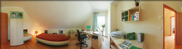 360-Grad-Panorama - Arbeits- / Kinderzimmer im Obergeschoß des Musterhaus-Eigenheim im "Park Spreti"